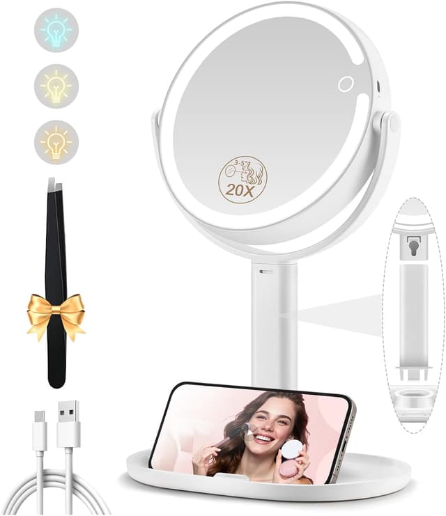 Detalle de MOMOKUBA 20x Magnifying Makeup Mirror with Lights
