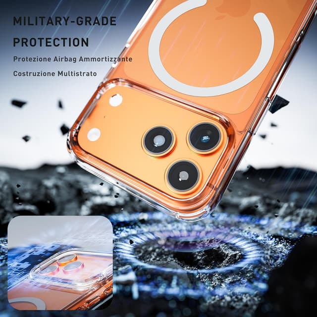 Detalle 2 de tigratigro Cover Magnetica per iPhone 17 Pro con Mag-Safe, trasparente anti-graffio e anti-ingiallimento