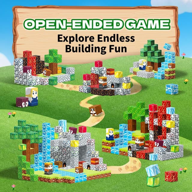 Detalle de POPERFUN Magnetische Bausteine (150 Teile) – Magnetbaukästen für Kinder ab 3 Jahren