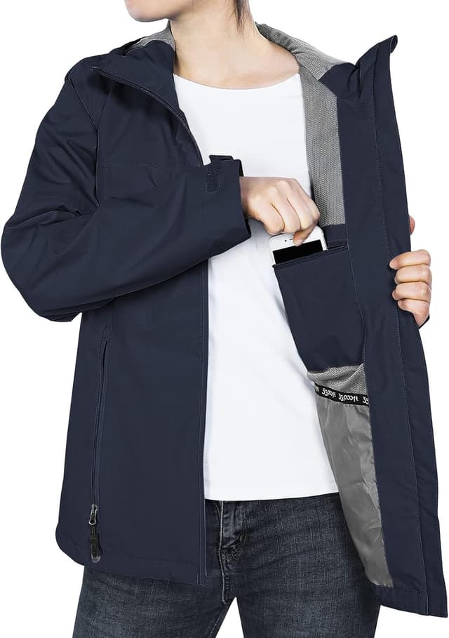 Detalle de 33,000ft Damen Regenjacke wasserdicht, atmungsaktiv mit Kapuze – leichter Windbreaker für Outdoor, Trekking & Fahrrad