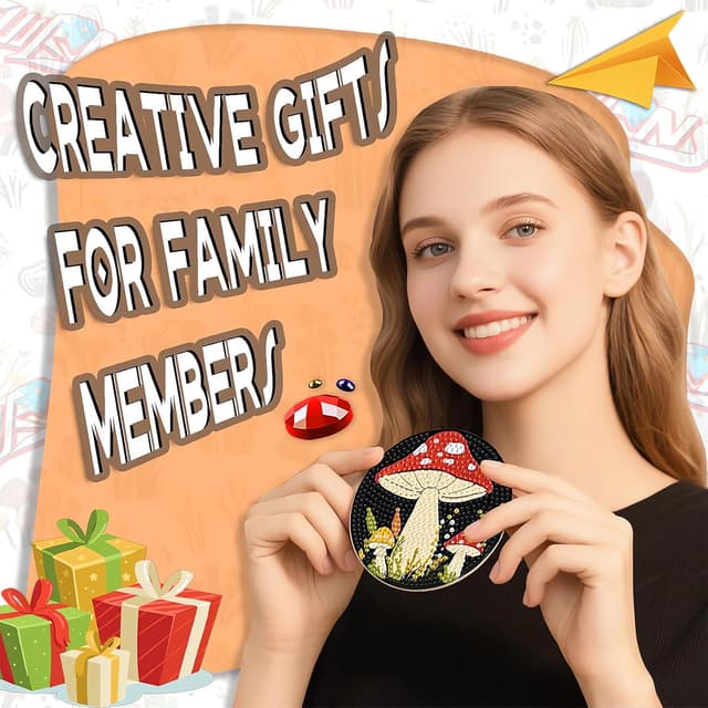 Detalle 2 de Pilz Diamond Painting Untersetzer 8er Set