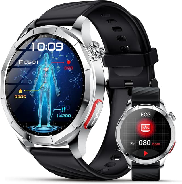 Detalle de Lgnitek 2026 Smartwatch (1.43" AMOLED) with Blood Pressure & ECG, HRV, SpO2, Sleep, 120 Sports Modes (IP68)