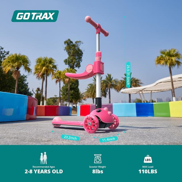 Thumbnail 6 de Gotrax KS3 Pro Folding Kick Scooter for Kids (Lean-to-Steer, Removable Seat, LED Light-Up Wheels)