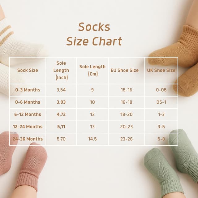Detalle 2 de bistyle Baby-Socken aus Baumwolle (6 Paar) für Neugeborene 0–6 Monate bis 2–3 Jahre – nahtlos, Stopper