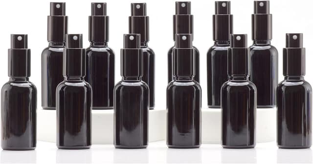 Detalle de Yizhao Schwarz Sprühflasche aus Glas 30 ml – Nachfüllbare Verneblerflasche für ätherische Öle (12er-Set)