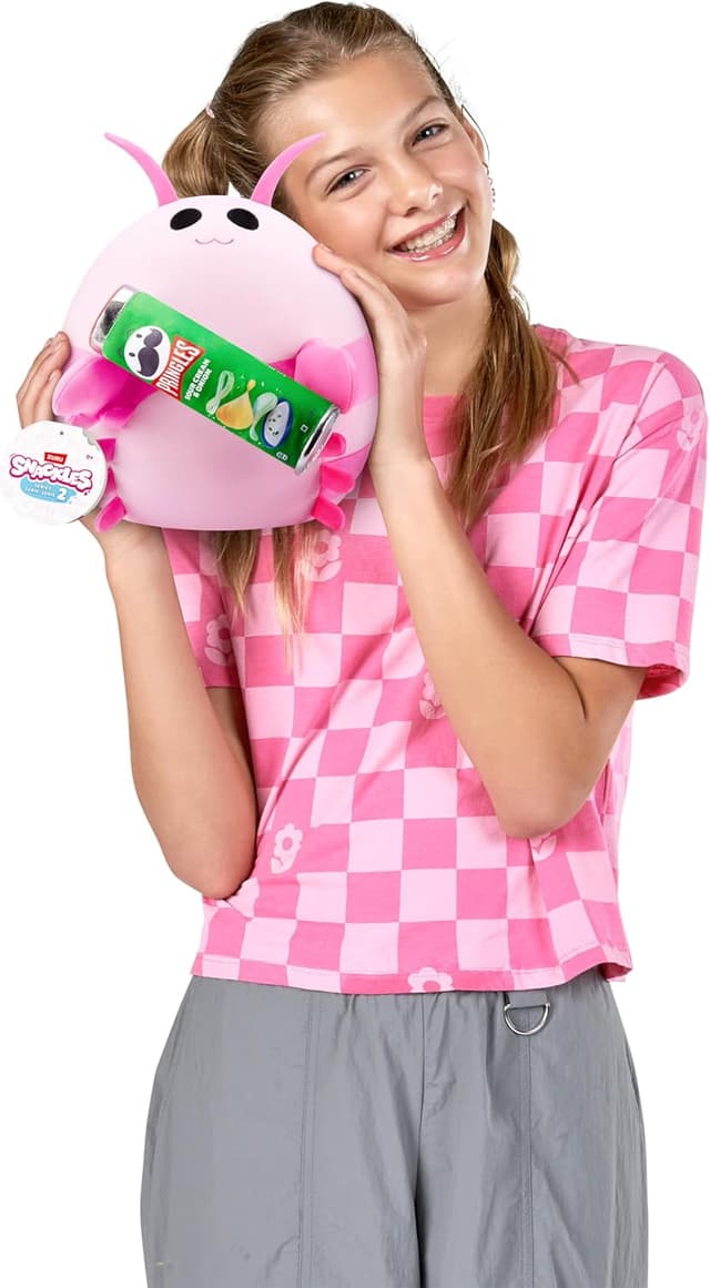 Detalle de Snackle Serie 2 da 20 cm ZURU, peluche schiacciabile con accessorio snack Pink Shrimp