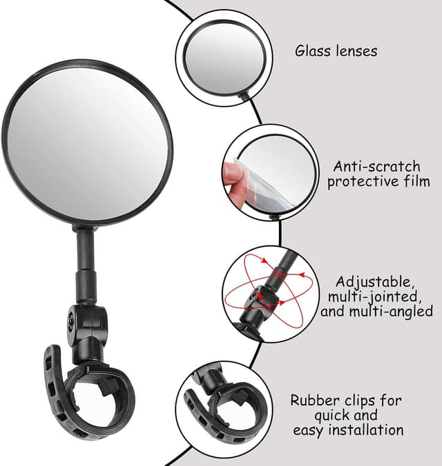 Detalle de Xynovate 2 rétroviseurs vélo 360° réglables avec miroir convexe HD (paire)