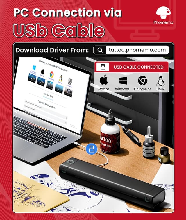 Thumbnail 3 de Phomemo M08F Stampante Per Tatuaggi 1200 mAh