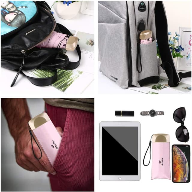 Detalle de Vicloon Ombrello Portatile pieghevole compatto con rivestimento anti-tempesta e UPF>50+