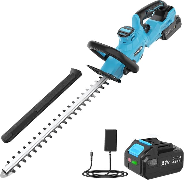 Detalle de LEEKIKOO Tagliasiepi a batteria con lama doppia 51 cm e batteria 4,0Ah, regolazione 180°