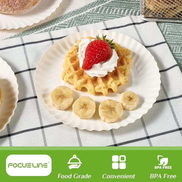 Detalle 2 de FOCUSLINE 6 Inch Paper Plates (Uncoated), 1000 Count White Disposable Dessert Plates