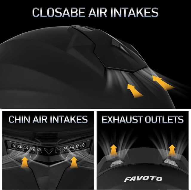 Detalle de Favoto Full Face Motorcycle Helmet with 2 Visors and Anti-Fog Film (DOT Approved), Matte Black, Size Large