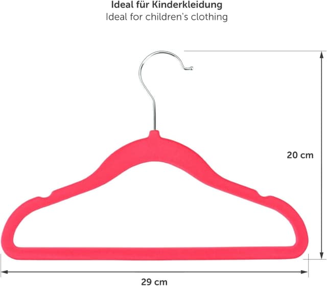 Detalle de Laleni Kinderkleiderbügel 50er-Set mit Samtbezug, 360° drehbar (Pink)