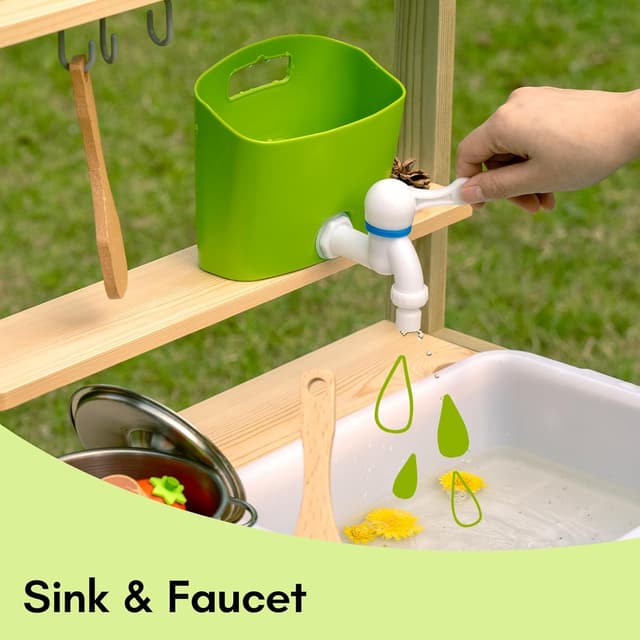 Detalle 1 de Outdoor-Matschküche aus Holz für Kinder