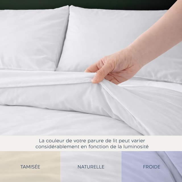 Thumbnail 6 de Twinzen Housse de couette 240x220 cm en microfibre blanche avec 2 taies 50x80 cm (Oeko-Tex)
