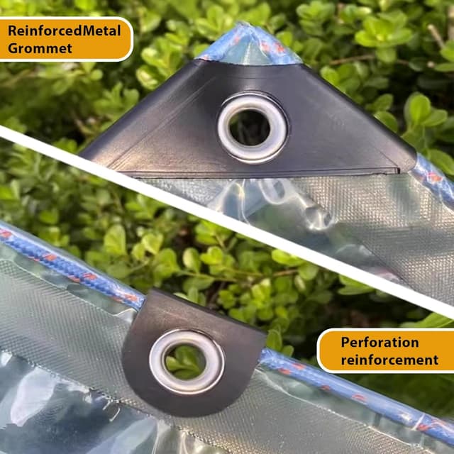 Detalle de LC&QS Clear Tarps Heavy Duty Waterproof 8x10ft Transparent Tarp with Grommets (Windproof Rope)