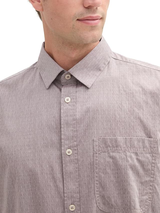 Detalle de TOM TAILOR Camicia Uomo in chambray di cotone con taschino sul petto