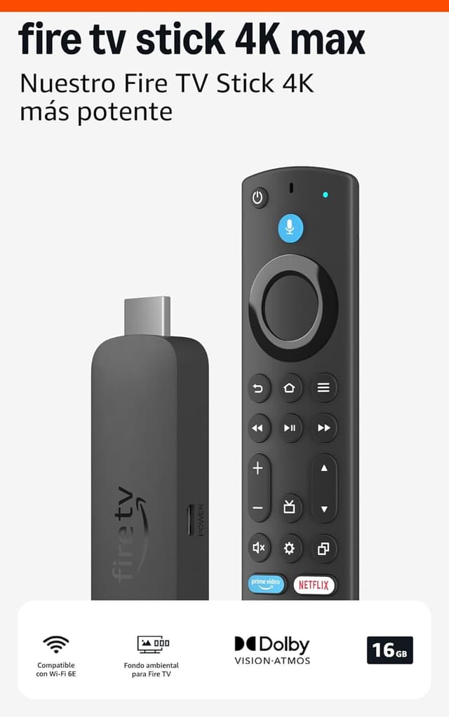 Detalle de Amazon Fire TV Stick 4K Max 🎥 | Streaming Wi-Fi 6E