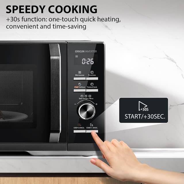 Detalle de Toshiba MW3-AG25PFI(BK) 25L 3-in-1 900W Digital Microwave Oven with Grill & Origin Inverter