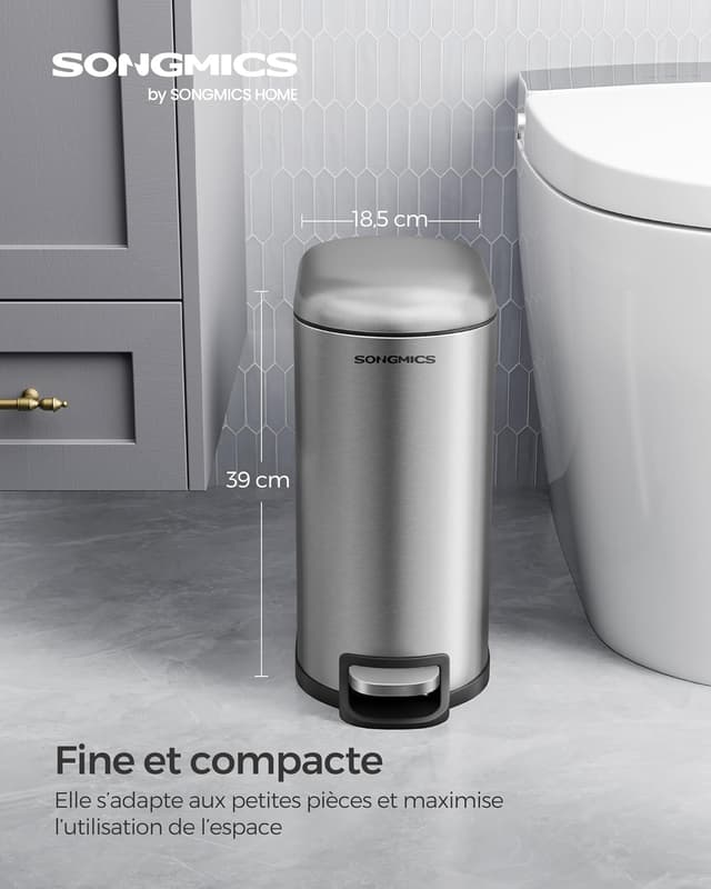 Detalle 2 de SONGMICS LTB10NL poubelle salle de bain 10 L