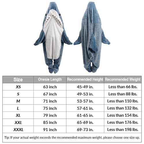 Thumbnail 4 de inkArts Shark Blanket Hoodie Onesie wearable shark sleeping bag