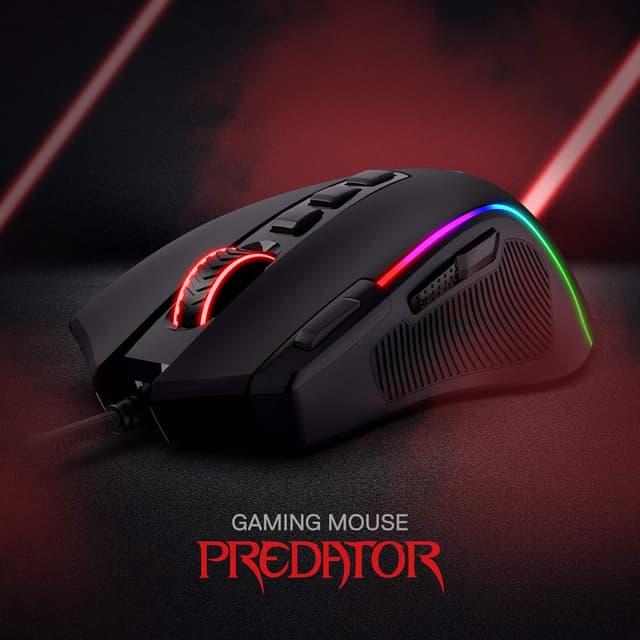 Detalle de Redragon M612 Predator RGB: mouse gaming cablato con 11 pulsanti programmabili e DPI fino a 8.000