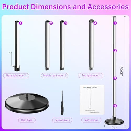 Detalle 2 de NIKYJM Lámpara de Pie LED 145 cm