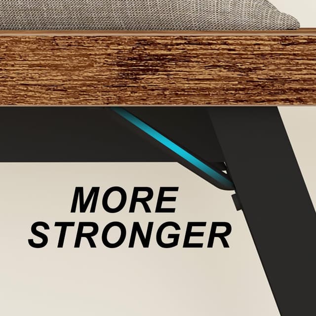 Detalle 2 de LVB rustikale Aufbewahrungsbank in Braun mit Schuhregal, Metall/MDF, 120 cm – Bank für Diele & Schlafzimmer