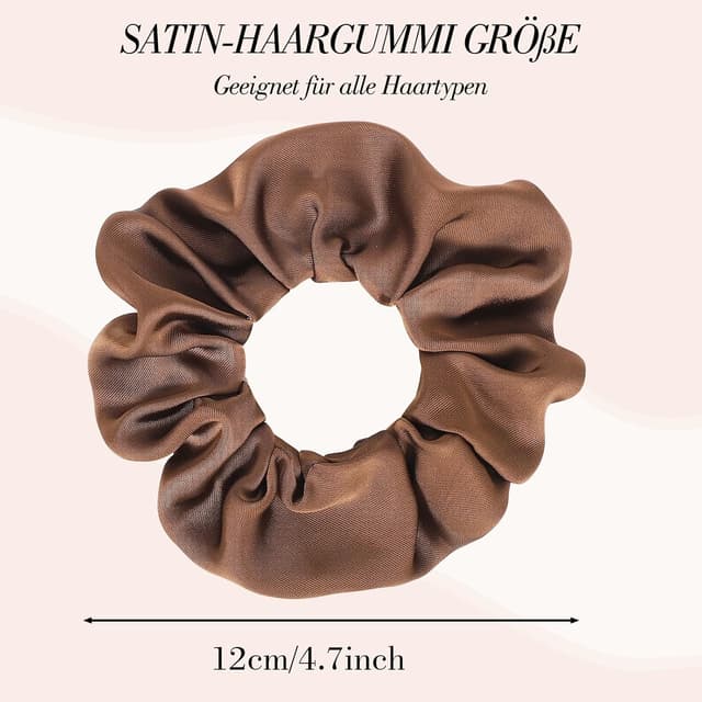 Thumbnail 1 de 6 Stück Satin Scrunchies Haargummi Braun