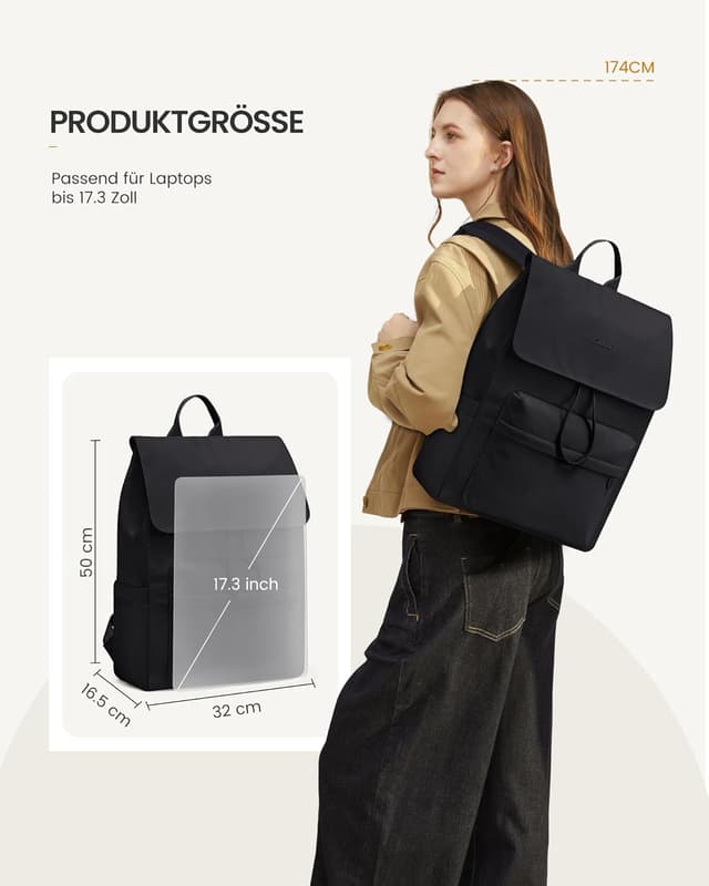 Detalle 2 de LOVEVOOK Rucksack Damen Leichter Schulrucksack