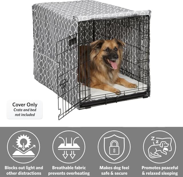 Detalle de MidWest Homes for Pets Copertura per gabbie per cani con protezione in Teflon, policotone grigio (circa 91,4 x 58,9 x 61 cm)