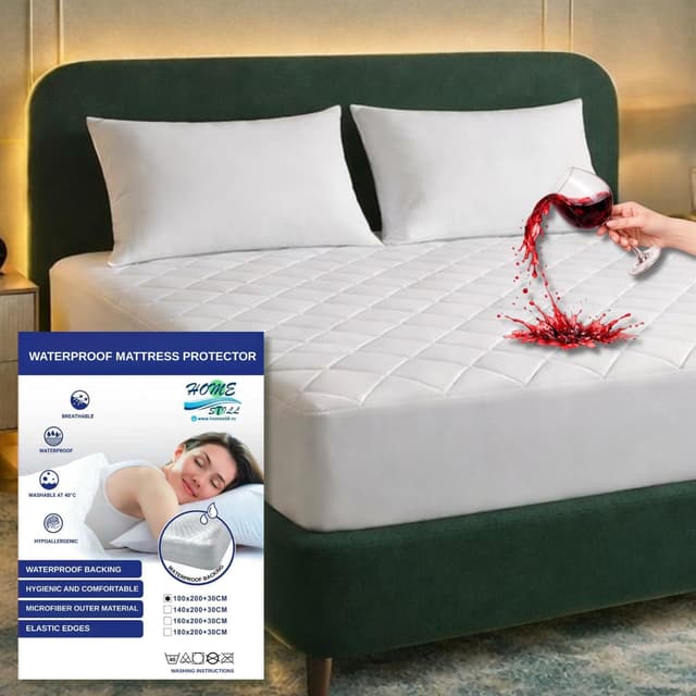 Detalle de HOME STILL Double Waterproof Mattress Protector (140x200x30 cm) with Cotton Terry Top