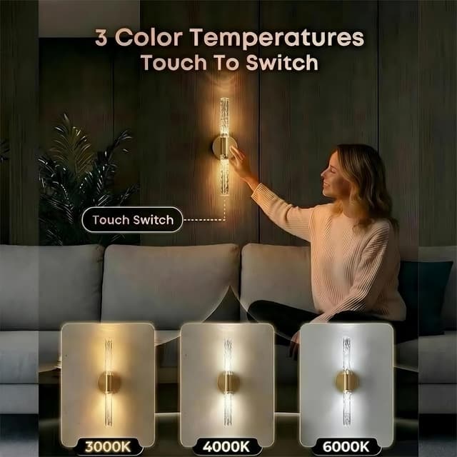 Detalle 2 de Rechargeable Crystal LED wall lights