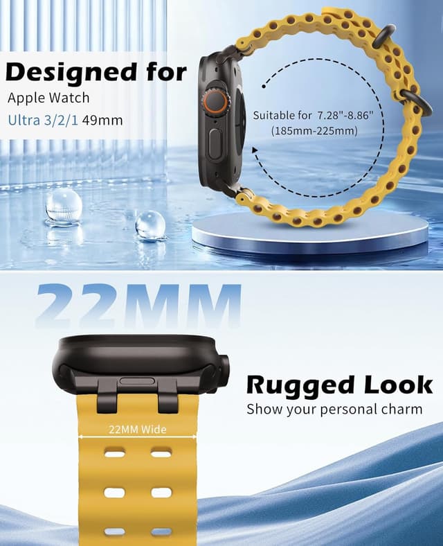 Detalle 2 de TiMOVO Ocean Strap for Apple Watch Ultra 3/2/1 49mm – breathable silicone sports band with metal connector