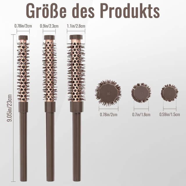 Detalle 2 de 3er-Set kleine Rundbürsten Föhnbürste für Haarpflege 💇