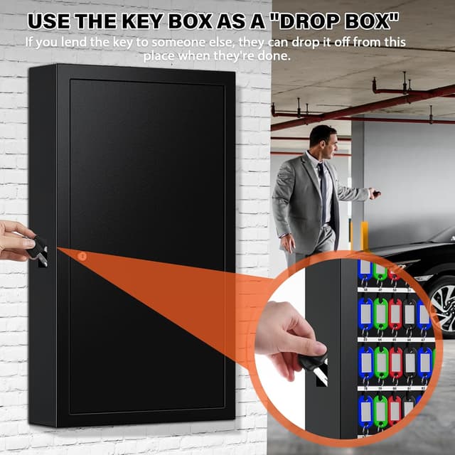 Detalle de Mejasg 225 Schlüssel Schlüsselkasten mit 16 zusätzlichen Seitenhaken und seitlichem Schlüsselsafe