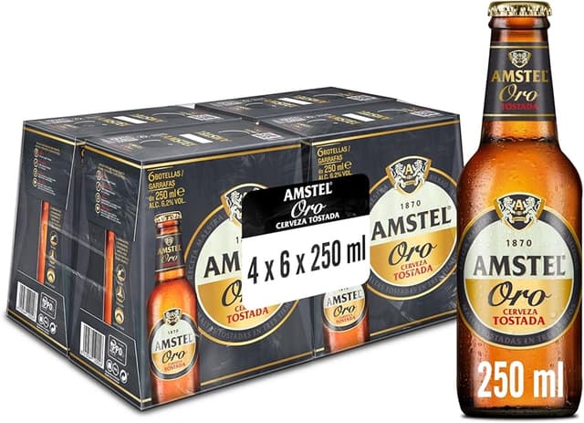 Detalle 2 de Amstel Oro 0,0 Cerveza Tostada Sin Alcohol 4 Pack🍺