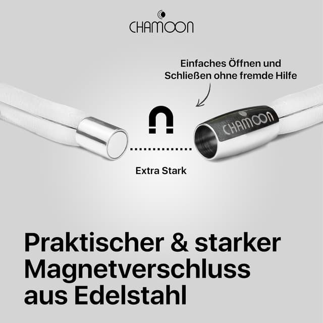 Detalle de CHAMOON Premium Lederarmband für Damen mit Magnetverschluss & über 80 Charms (TRIO Kollektion)