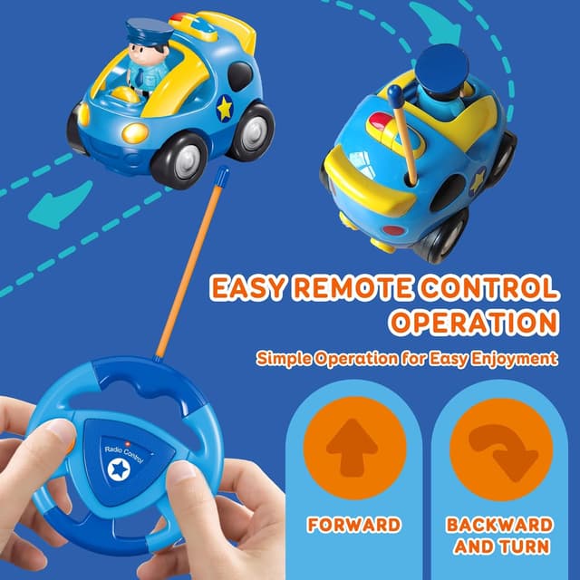 Detalle de Pup Go My First Remote Control Car for Toddlers (Sapphire Blue) – Baby Police RC Toy with Siren, Lights & Interchangeable Dolls