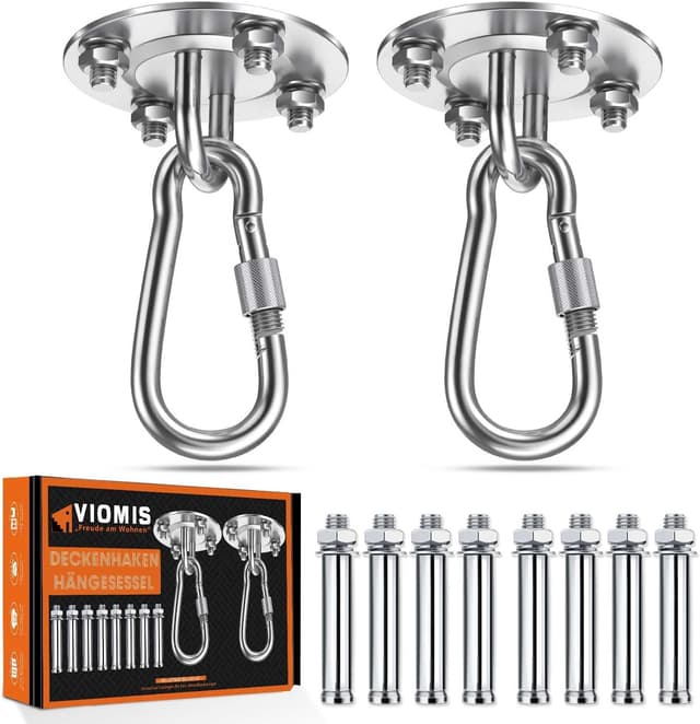 Detalle de Viomis Edelstahl Deckenhaken für Boxsäcke – 2er-Set, Tragkraft bis 400 kg