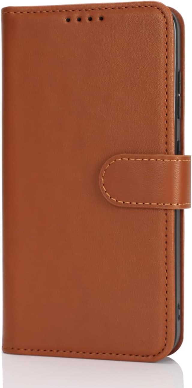 Detalle de Zouzt Hülle für Samsung Galaxy S25 – stoßfeste PU Leder Fliphülle mit Kartenhalter und Standfunktion (Hellbraun)