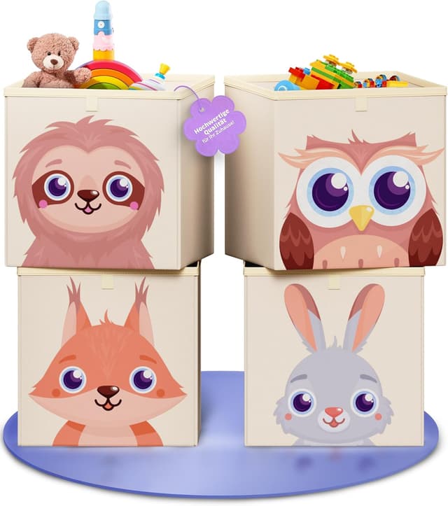 Detalle de mookrook Aufbewahrungsbox Kinderzimmer 4er-Set (33 x 33 x 33 cm) für Kallax Boxen