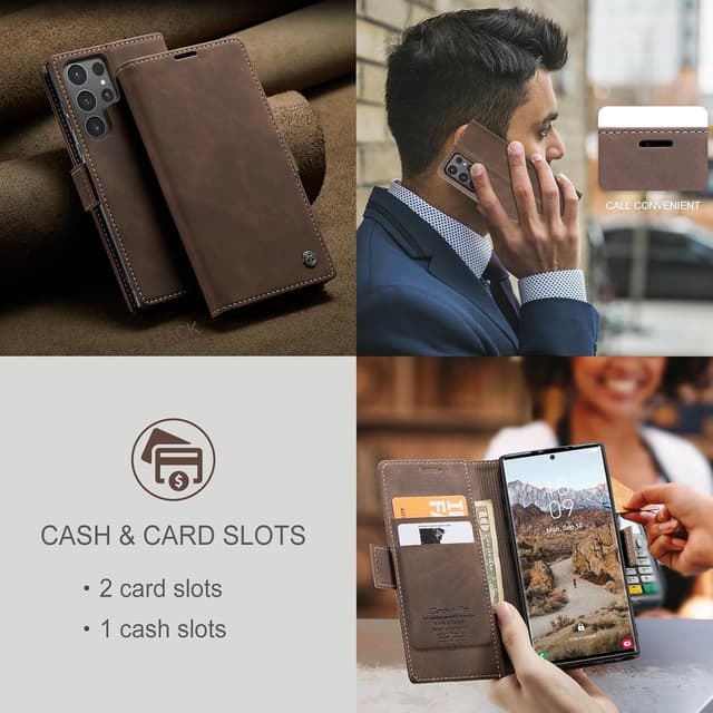 Detalle de Lxisxcna Schutzhülle für Samsung Galaxy S24 Ultra 5G (6,8 Zoll) mit Kartenhalter, magnetischem Ständer und Flip-Case