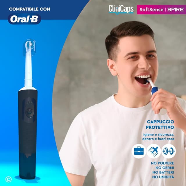 Detalle de 12 testine morbide CliniCaps SoftSense Spire per spazzolino elettrico compatibile Oral-B