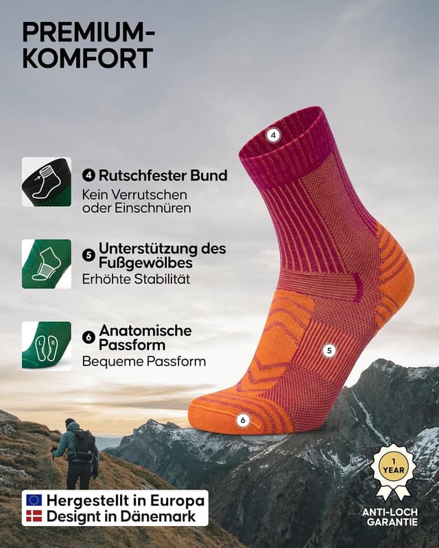 Thumbnail 2 de DANISH ENDURANCE Merino Wandersocken 3 Paar