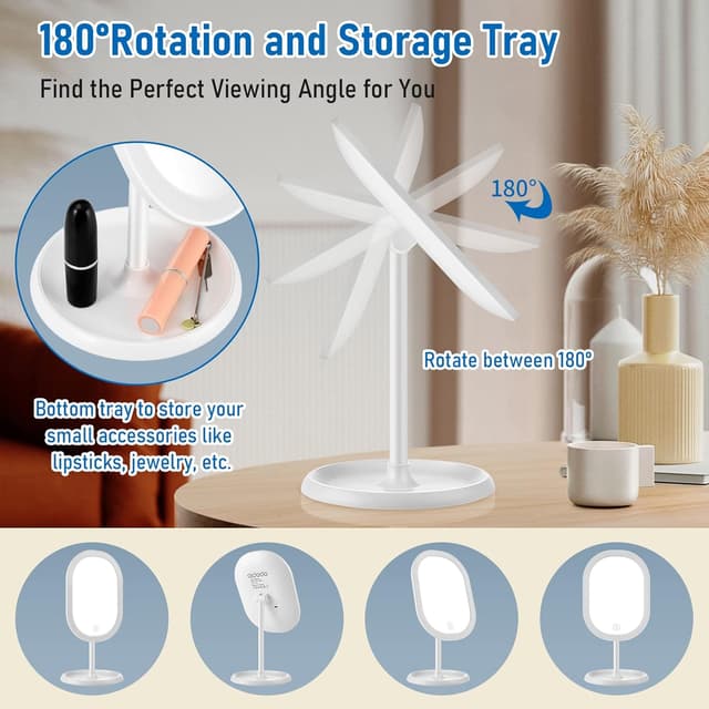 Detalle de Aidodo Rechargeable Makeup Mirror with LED 3 colours