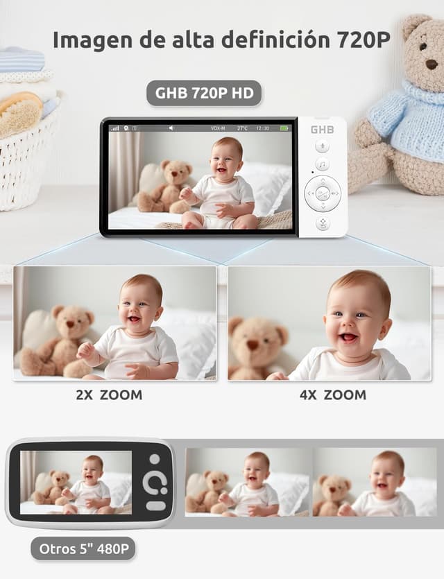 Thumbnail 4 de GHB Camara Vigilancia Bebe 5" 5000mAh 📷