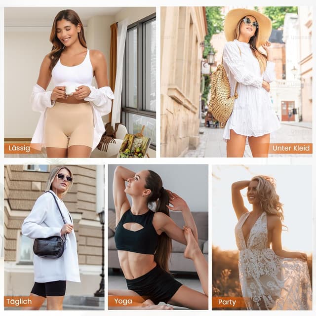 Detalle de YADIFEN Short cycliste femme pour robe : shorty taille haute anti-frottements sans coutures