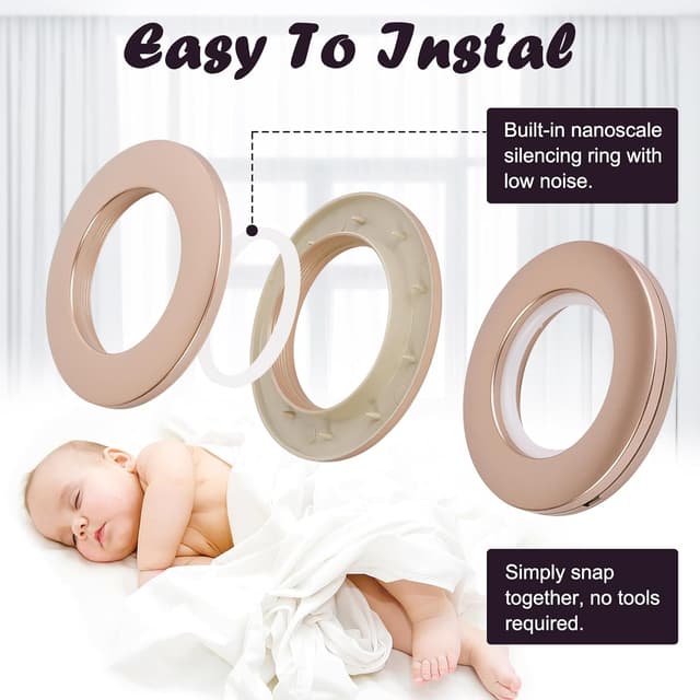 Thumbnail 3 de WCIC Anneaux Rideau 40mm Œillets pour Tringle Café 32 pièces