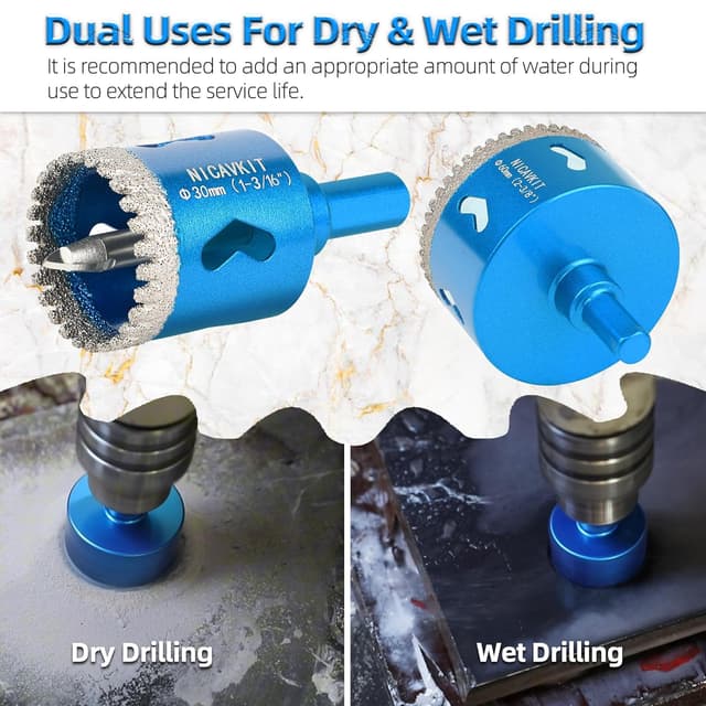Detalle 2 de NICAVKIT 30 mm Diamant-Lochsäge mit 2 Zentrierbohrern für Fliesen & Keramik